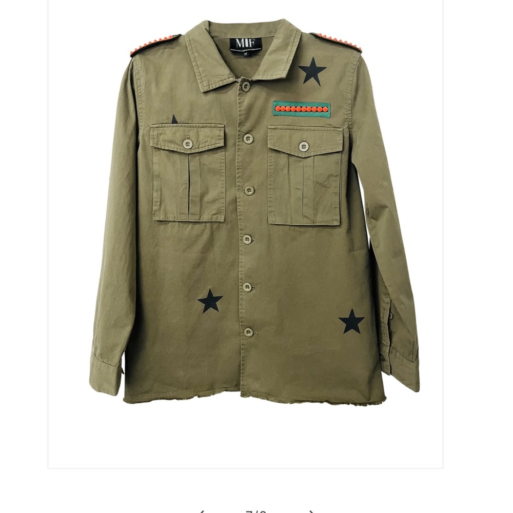 Moving Forward Designs Tiger Face Army Green Shacket